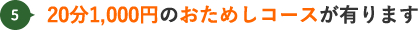 20分1000円のおためしコースが有ります